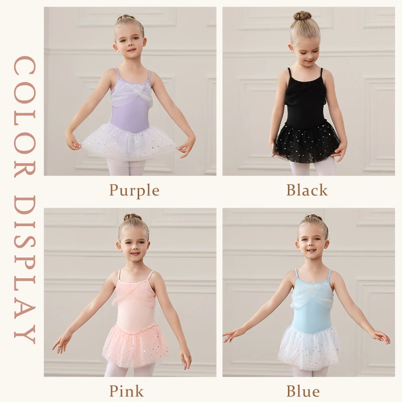 AOQUNFS Ballet Dress For Girls Sequined Skirt Children Ballet Dancewear Gymnastics Training Tutu Ballet Costume Kids Dance Skit