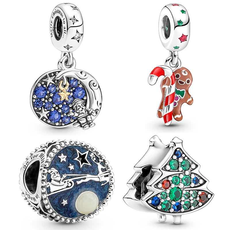 

The New Christmas Jewelry Women Gift Plata De Ley 925 Sterling Silver Fit Original Pandora DIY Santa Claus Charms bracelet Beads