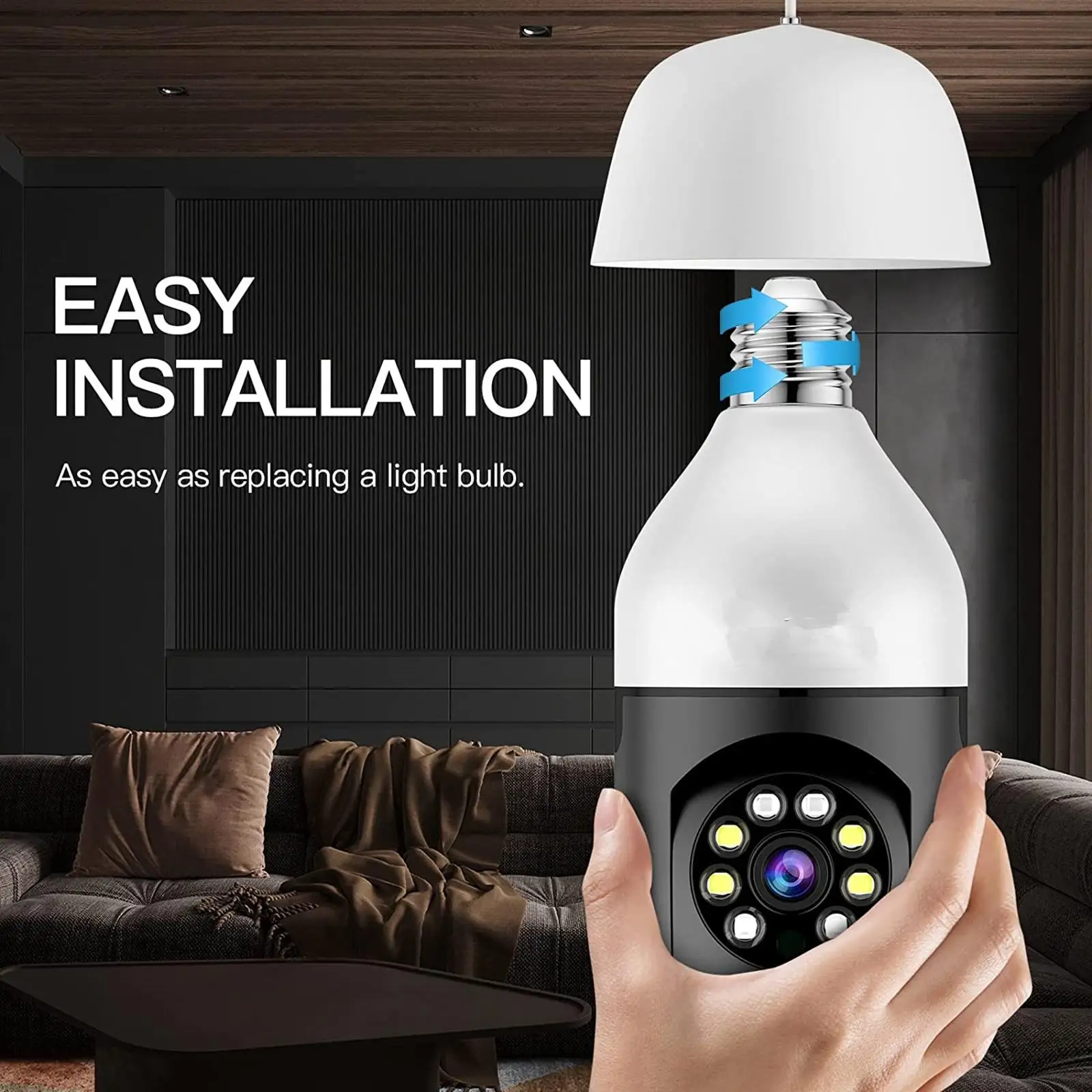 

E27 5G WiFi Light Bulb Camera with Motion Detection and Alarm NIGHT View Pan/Tilt IP Camera Bulb Camera Security Cameras