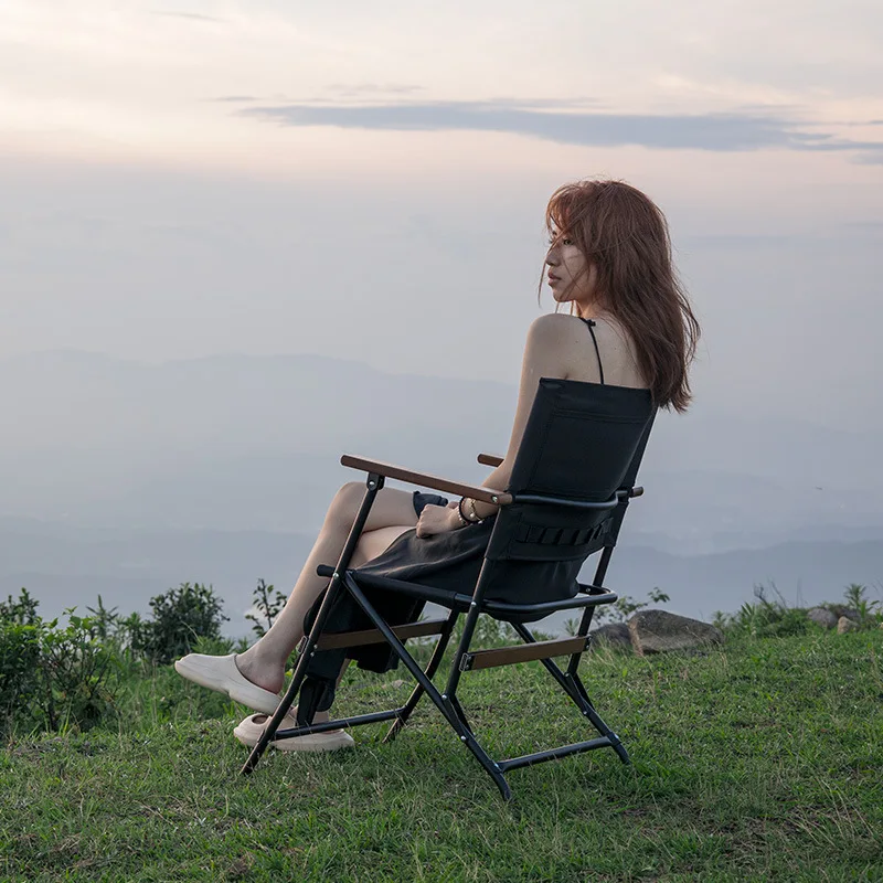 

Outdoor Heightened Foldable Back Camping Chair Upgraded Single Reclining Chair Leisure Fishing Chairs Portable Folding Chair
