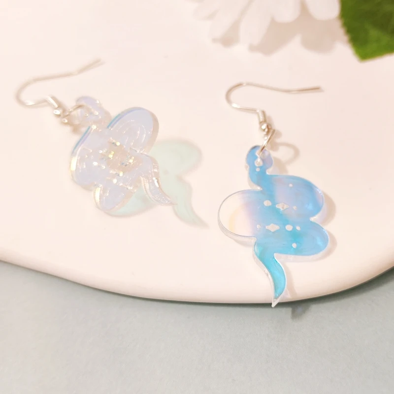 KUGUYS радужные милые женские висячие серьги голографические раковины ваза змея