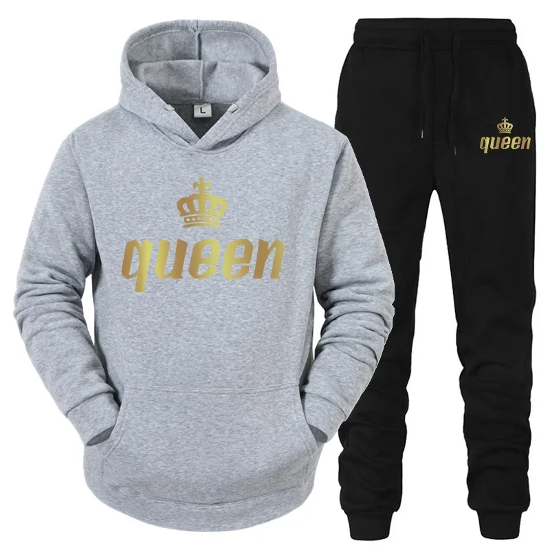 Костюм для пары King And Queen, толстовка и брюки для бега, высококачественный повседневный спортивный спортивный костюм для мужчин и женщин, спортивный костюм King Queen (art.: 3920d43df075d) - 3920d43df075d