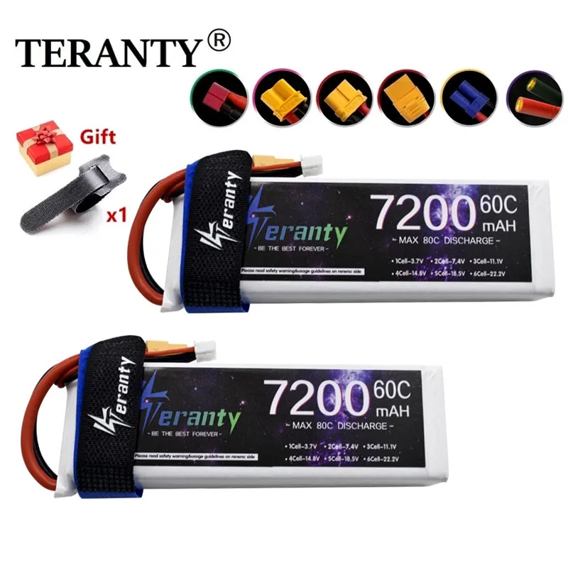 

Teranty 7200 мАч 11,1 В 60C 3s Lipo аккумулятор запасные части для радиоуправляемой машины самолета лодки дрона квадрокоптера 3s 11,1 В аккумулятор с T 2P пу...