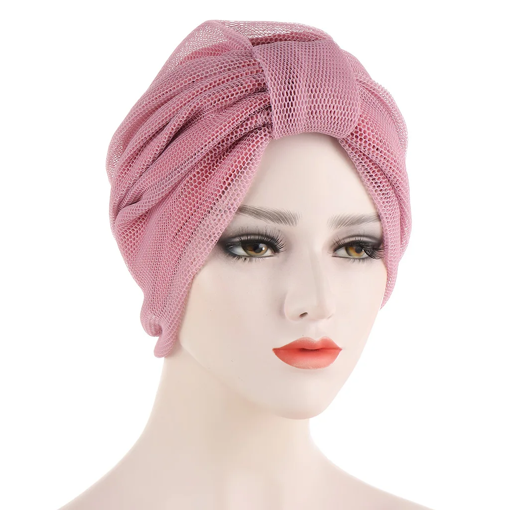 

Breathable Mesh Turban Caps For Women Pre-Tied Knotted Bonnet Hat Muslim Female Summer Ready to Wear Hijabs Turbante Mujer