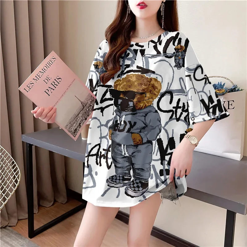 Стильная футболка с короткими рукавами и мультяшным принтом новый летний стиль