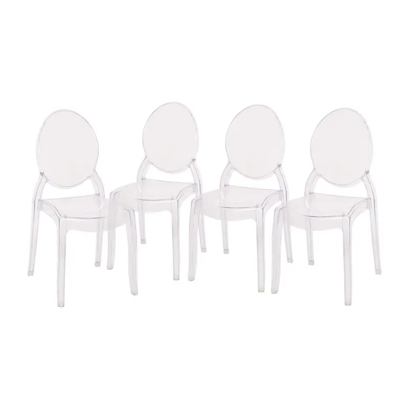 Revna Series Ghost Chair, Set of 4, Clear Plastic