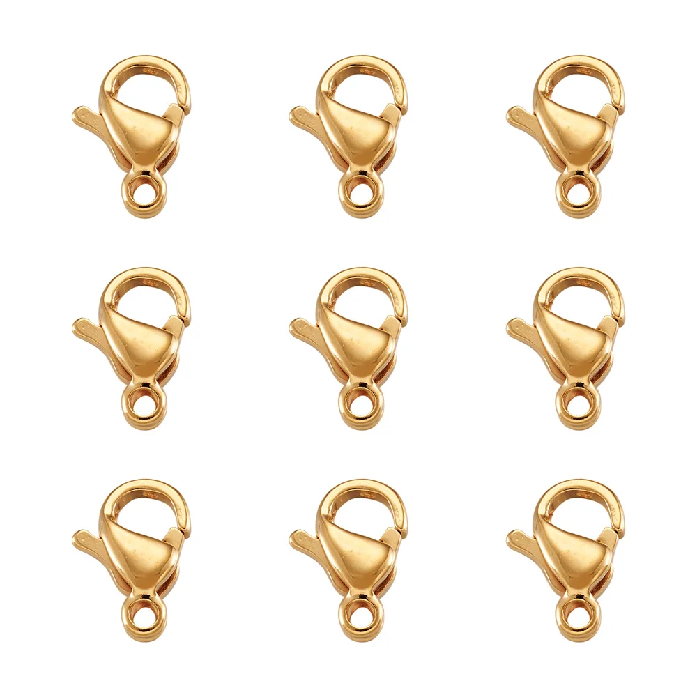 

100pcs 304 Stainless Steel Lobster Claw Clasps Hooks Chain Closure Parrot Trigger Clasps Real 24K Gold Plated for Jewelry Making