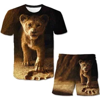 2022 summer kids boys clothes short sleeve shorts sports suits lion king sports suits teenagers cartoon shirts 3d printing