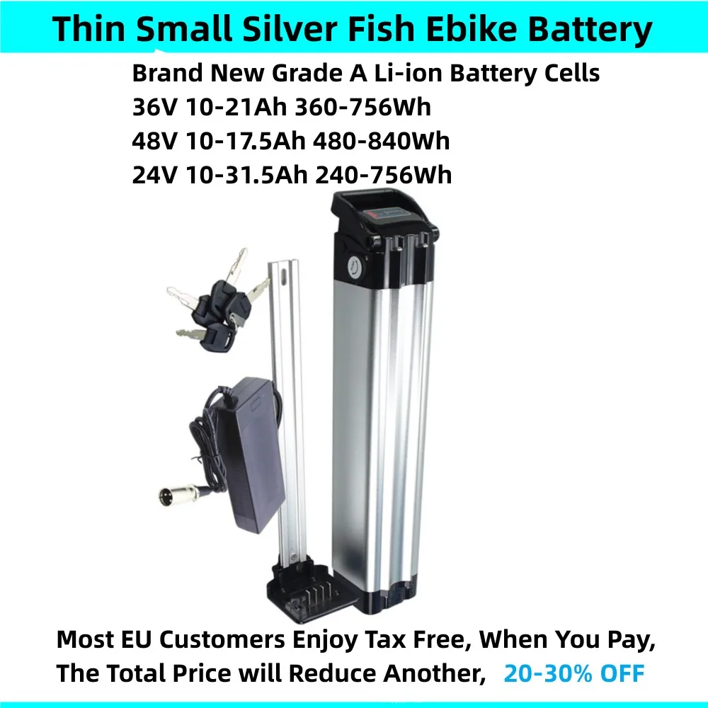 

Small Silver Fish Ebike Battrey 36V 10Ah 12Ah 13Ah 14Ah 17Ah 48V 10Ah 12Ah 16Ah 17Ah City Bike Folding Bike Fat Bike Battery