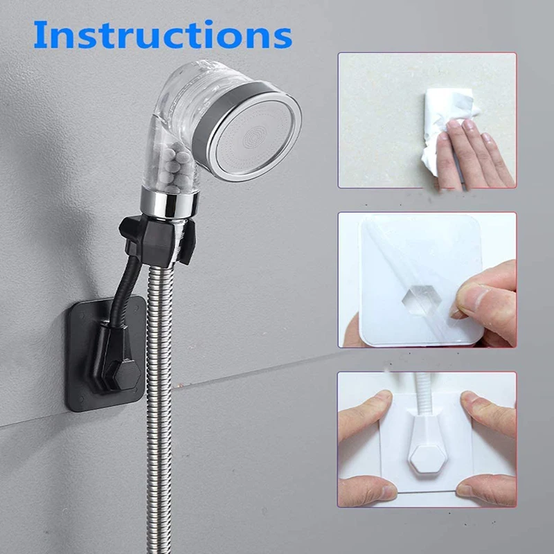 

Punch-Free 360 Degree Rotary Shower Head Holder Bathroom Shower Head Bracket Wall Mounted Adjustable Suction Cup Mount Bracket