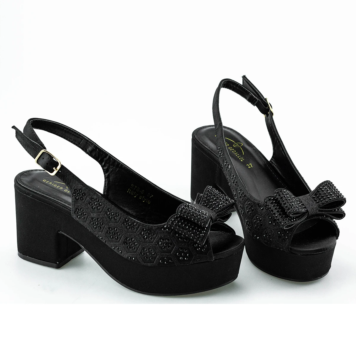 Rhinestone Women Chunky Heels Peep Toe Bowknot Cute Decor Bling Bling Women's Pumps Square Heels Slingbacks Dressy Sandals New