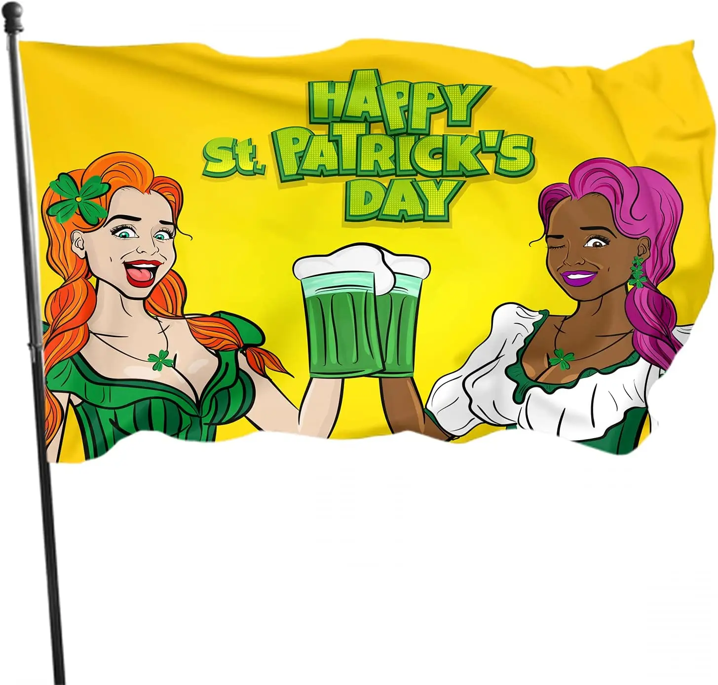 

Флаг Африканской женщины Wow Face 3x5 футов, привлекательная красная, Черная Женская вешалка Ale, зеленое стекло, клевер, прочный Садовый флаг, Дек...