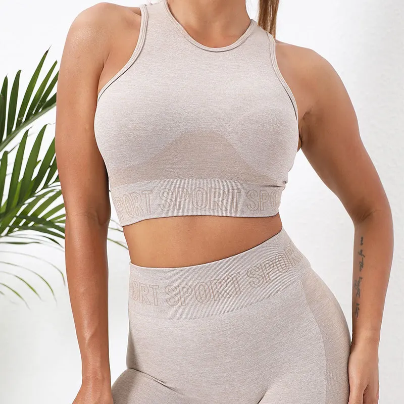 Sports Yoga Suit Set Women's Elastic Sports Back Tank Top High Waist Hip Lift Fitness Yoga Pants