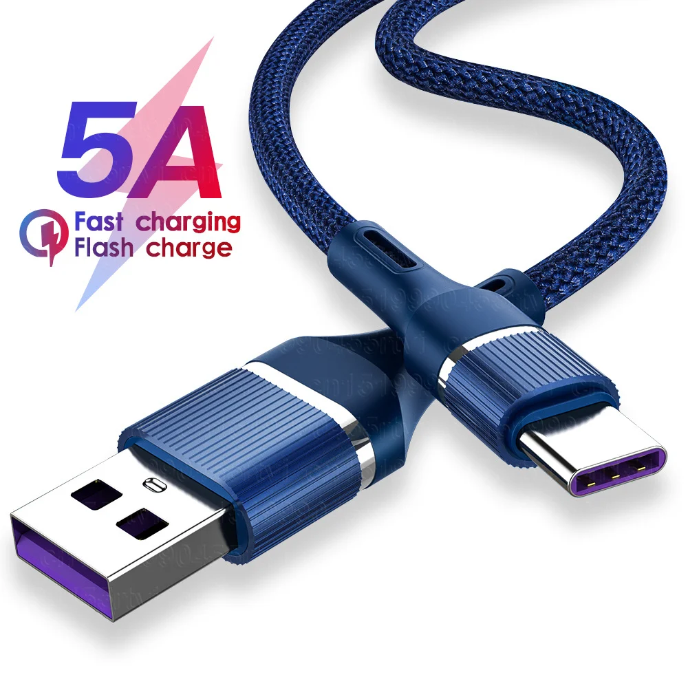 

5A USB Type C Cable For Huawei Samsung USB C Fast Charging Phone Charger Type-C Data Cord USBC Quick Charger For Xiaomi 10 Pro 1