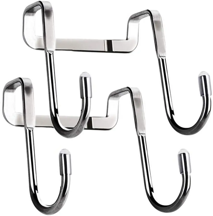 

Over The Door Hanger Clothes Hooks for Kitchen Bathroom Cabinets Cupboards Stainless Steel Utility Fitting Wide and Thin Doors