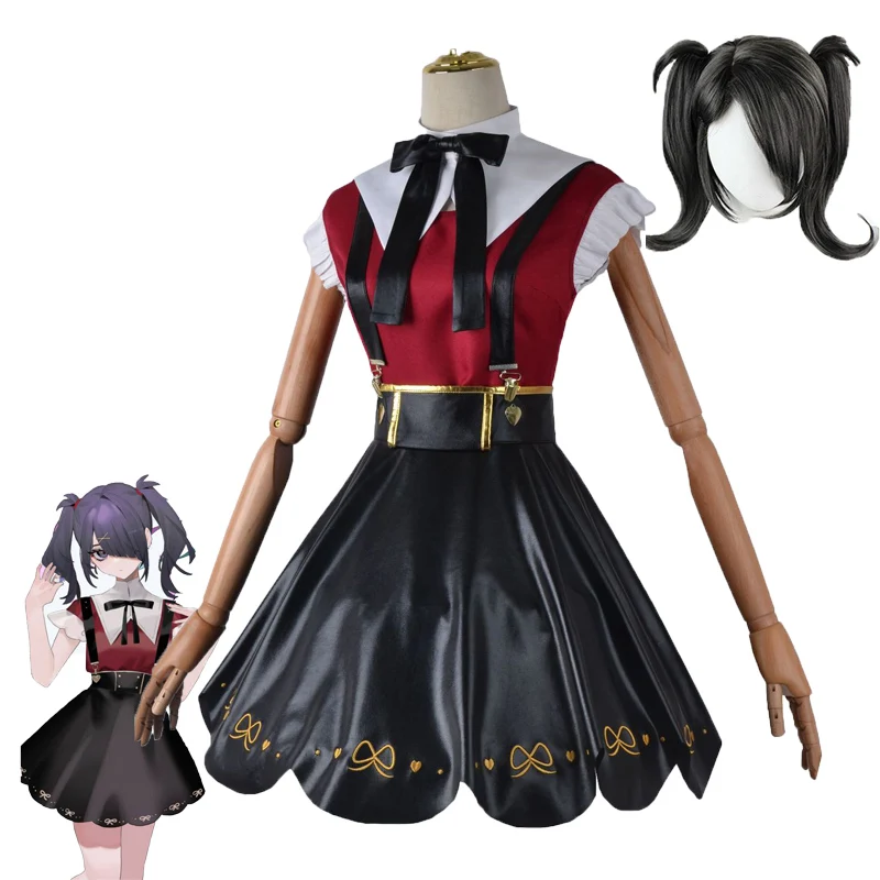 

Game Needy Girl Overdose Cosplay Costume Rain Ame Leather JK Outfits Costumes Full Set