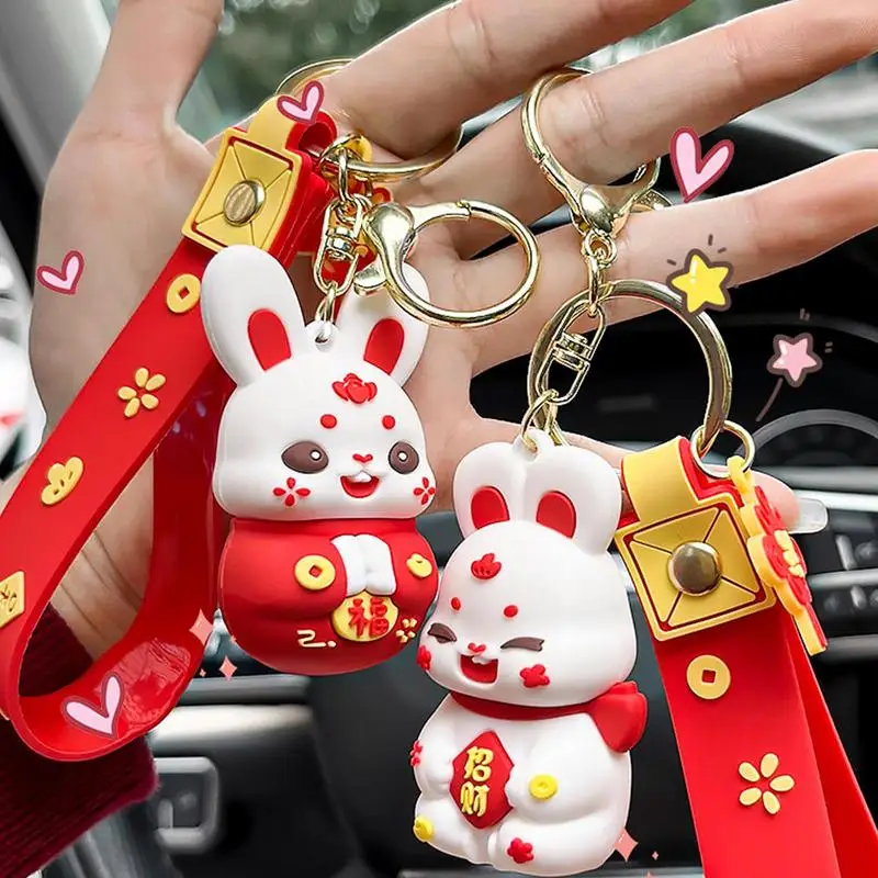 

2023 New Year Keychain Cute Rabbit Keychains Bunny Hanging Accessories Decors Chinese Zodiac Animals Key Chain