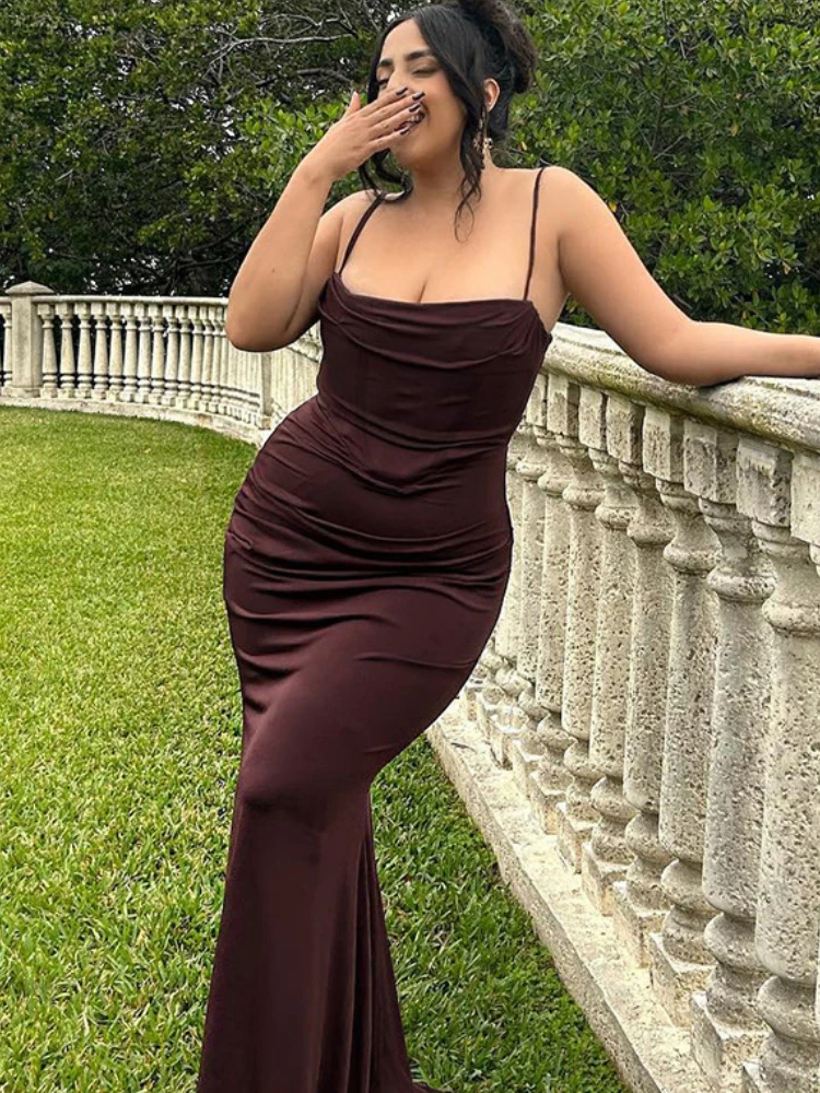 

Sexy Backless Slip Draped Maxi Dress Gown Club Party Outfits Women Elegant Birthday Robe Corset Prom Dresses New