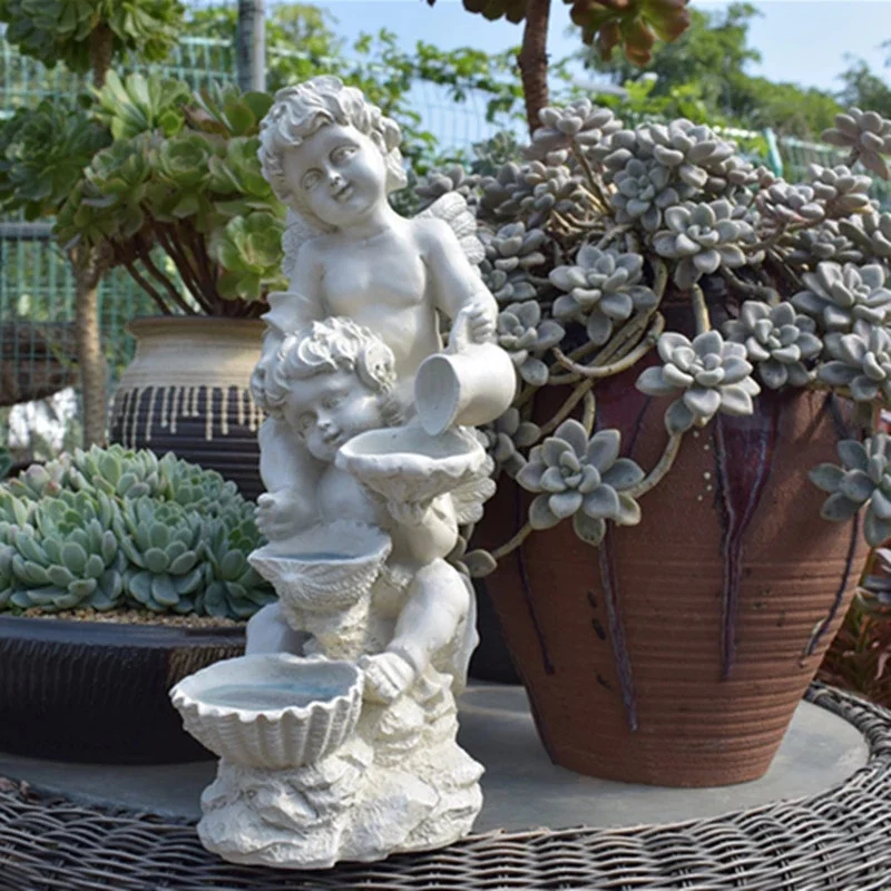 

Садовая полимерная белая Статуэтка ангела для украшения дома и улицы, европейская Статуэтка