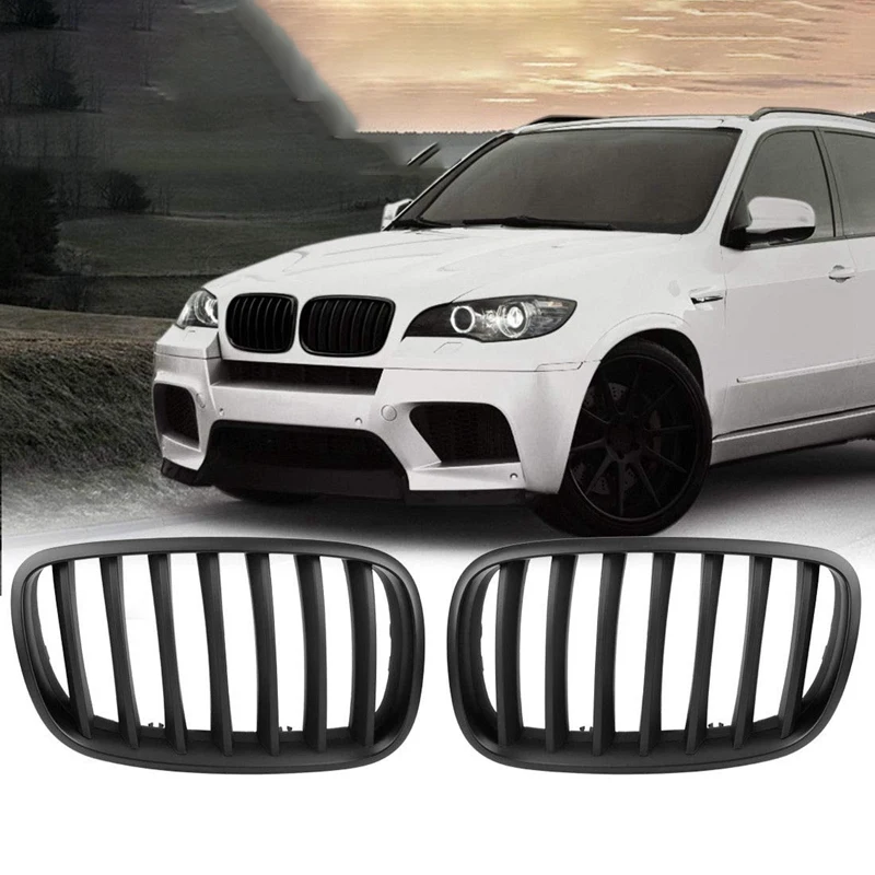 Матовая Черная передняя решетка для BMW X5 E70 07-13 2 шт.