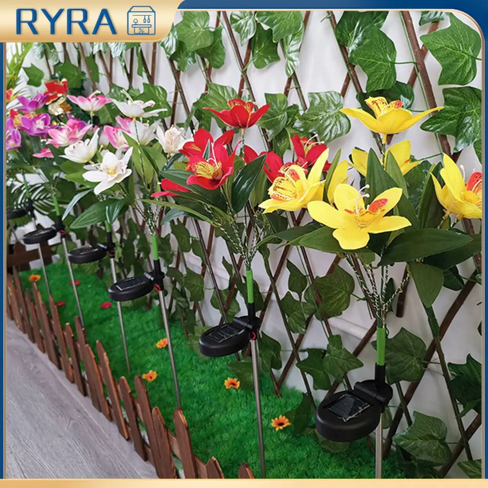 

Имитация фонаря, оранжево-красный цвет, искусственный цветок, фотолампа, наружное освещение, лампа орхидеи, новое водонепроницаемое украше...