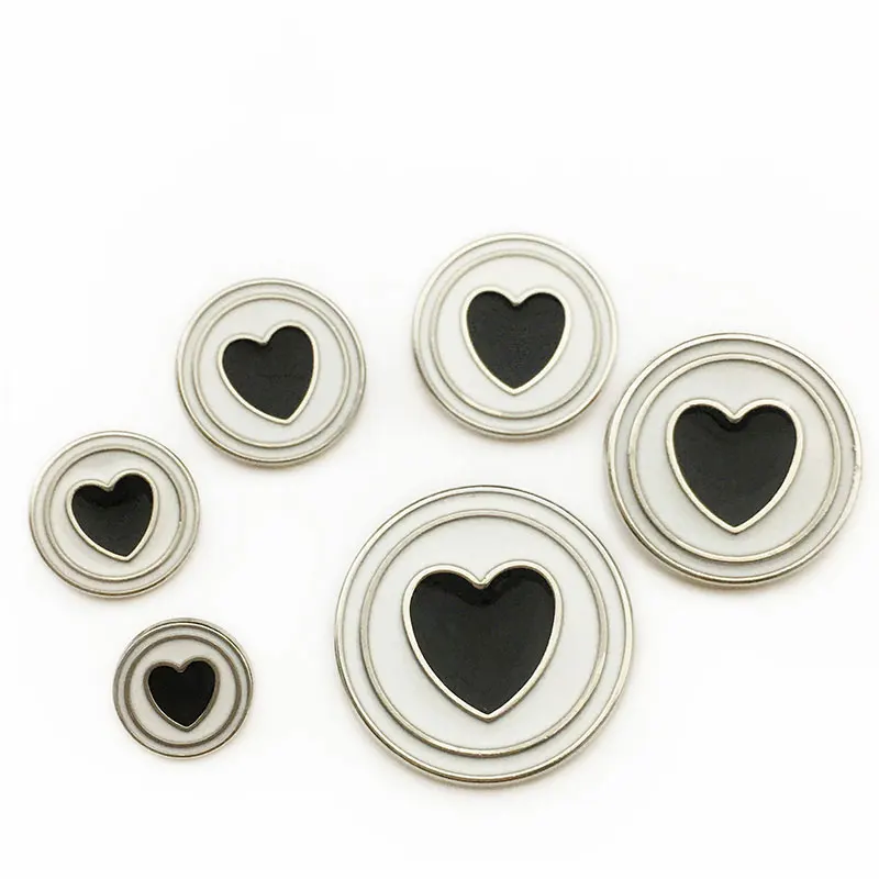 

6Pcs Heart Metal Buttons Dress Women Coat Button Clothing Craft diy Sewing Handmade Garment Designers Decorative Accessories DIY