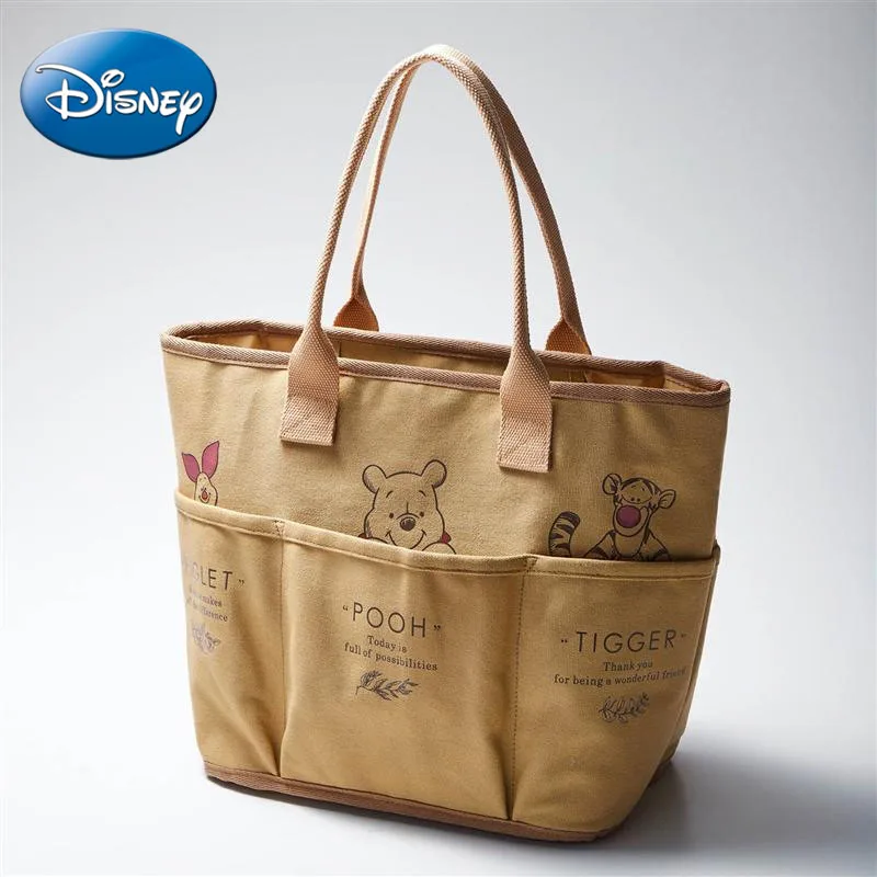 

Холщовая Сумка «Винни-Пух» Disney, Большая вместительная мультяшная Сумочка для мам, Повседневная сумка на ремне