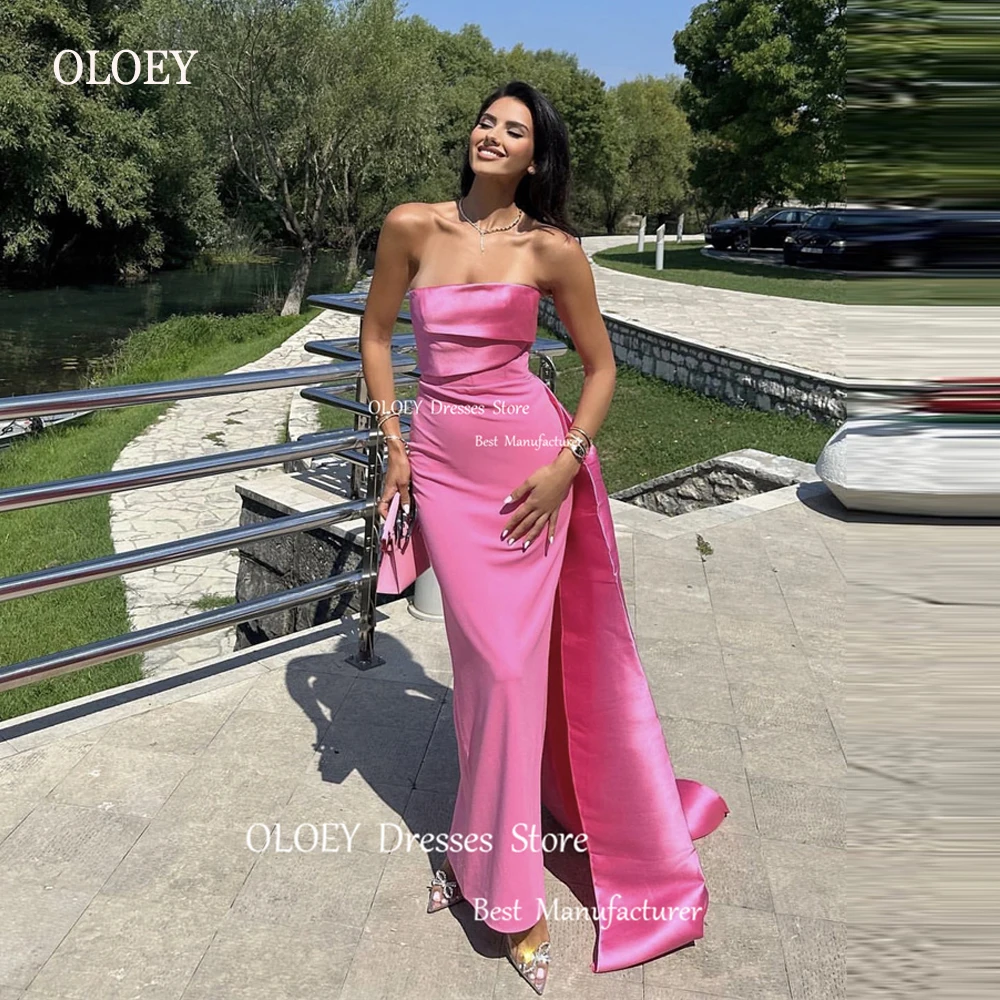 

Розовые вечерние платья OLOEY без бретелек, атласные Простые платья для выпускного вечера, женское платье для свадебной вечеринки, длинное вечернее платье