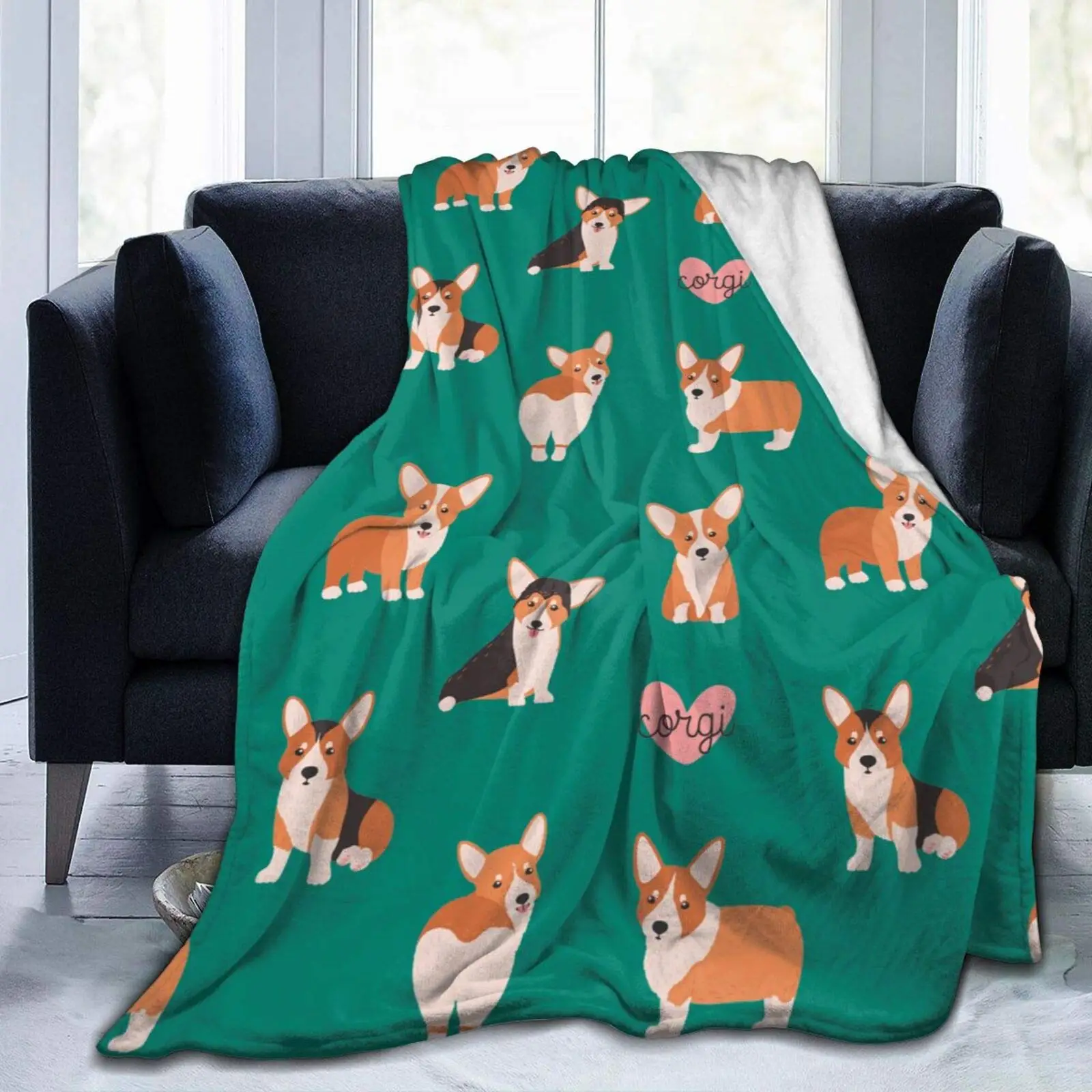 

Corgi Dog More Love Blanket Flannel Throw Blanket Ultra Soft Micro Fleece Blanket Bed Couch Living Room 150x220cm for Adults