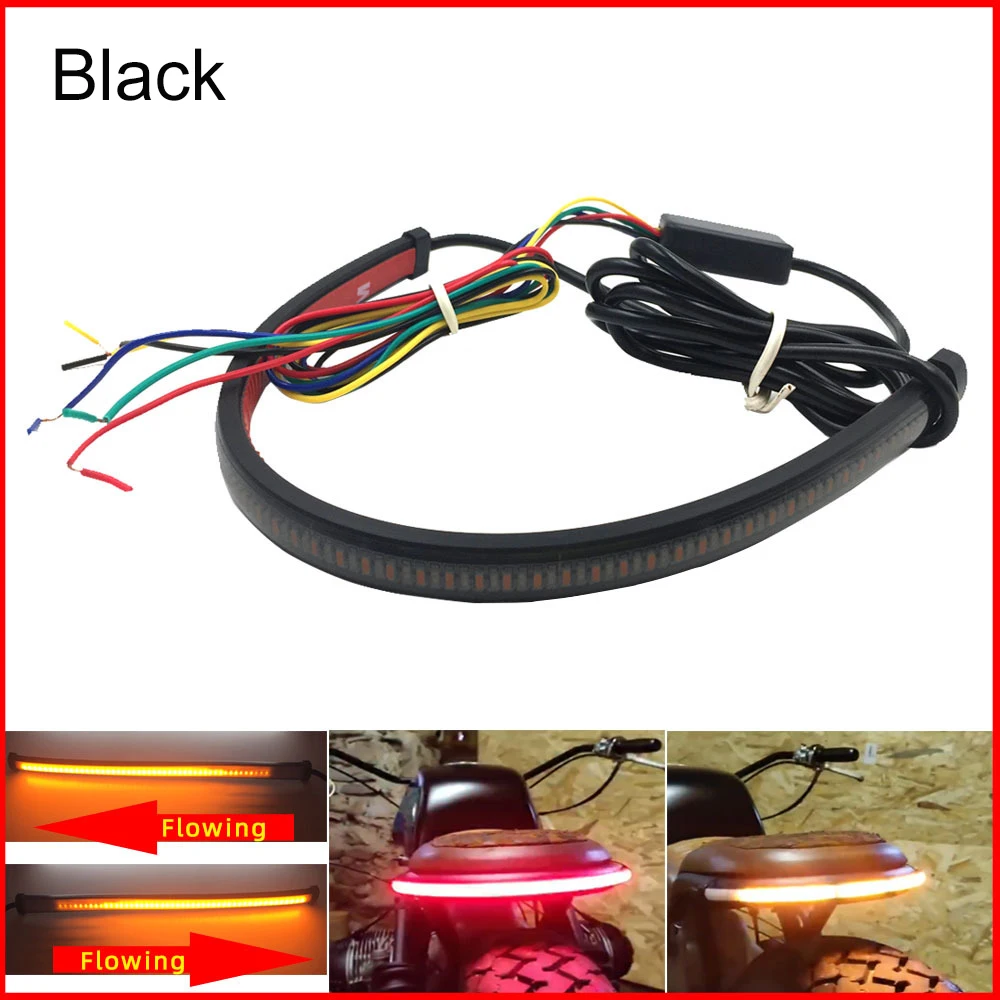

Motorcycle DIY Modified Smoked Black Tail Light Twocolor Running Water Signal Lamp LED Electric Brakelight Universal Accessories