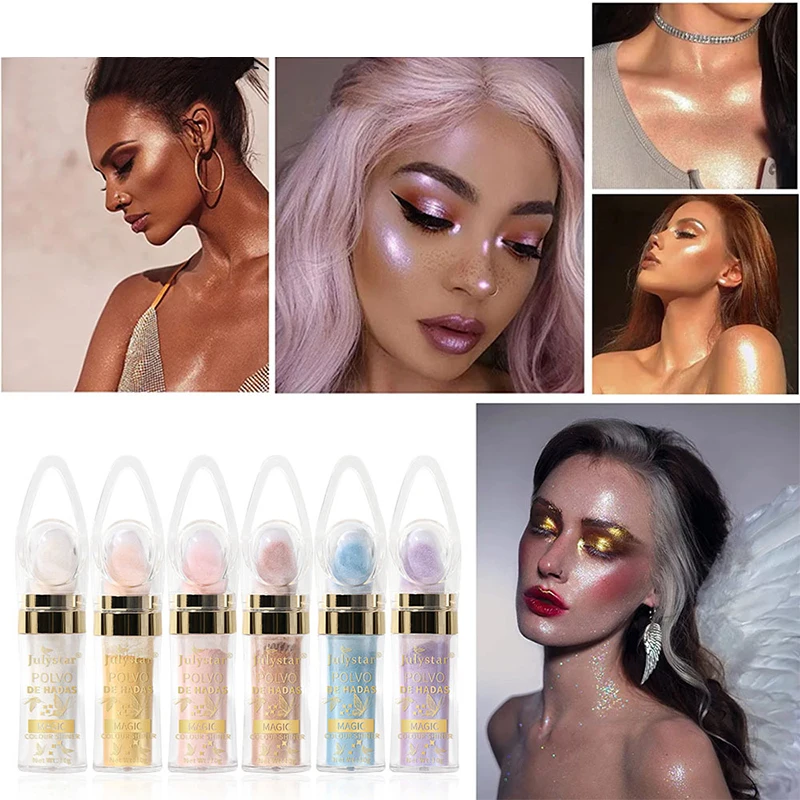 

6 Colors Highlighter Powder Fairy Powder Shimmer Contour Blush Powder Hree-Dimensional Repairing Blush For Girl Face Body 10g