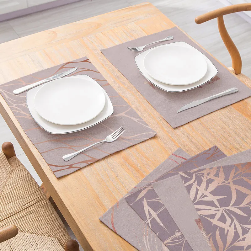 

Geometric Placemats Polyester Linen Tableware Mat Pink Gold for Table Waterproof Pad Coaster Modern Home Kitchen Decor 30*40cm