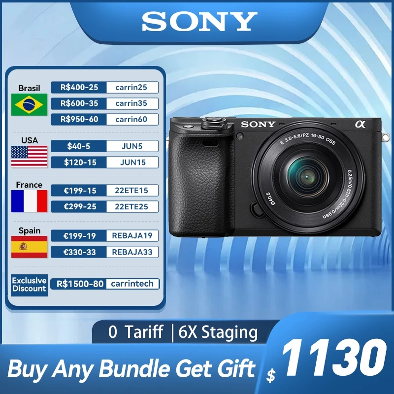 Sony Camera Alpha A6400 E-Mount беззеркальная камера цифровая с объективом 16-50 мм компактная