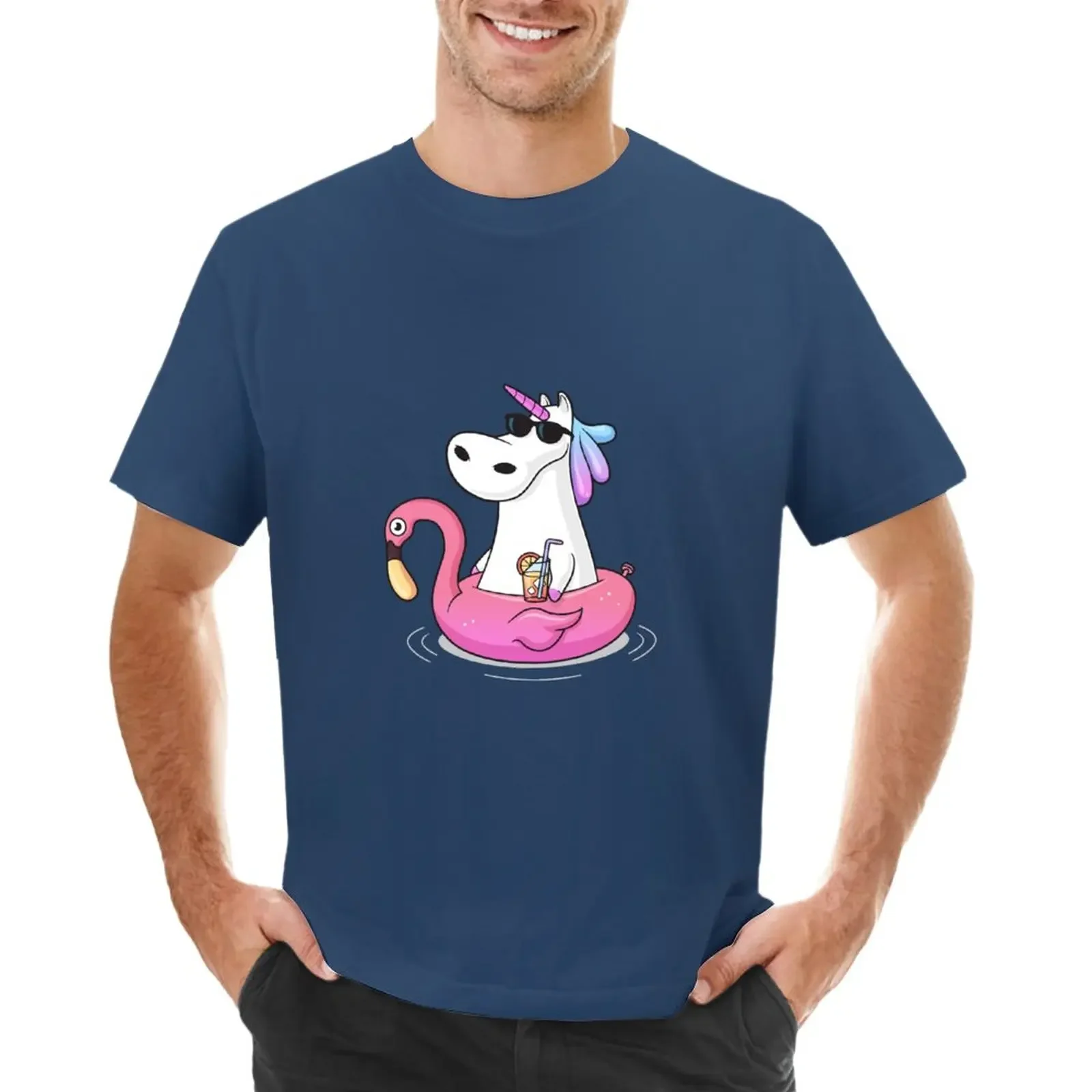 Футболка с изображением единорога в бассейне корейские модные тяжелые летние