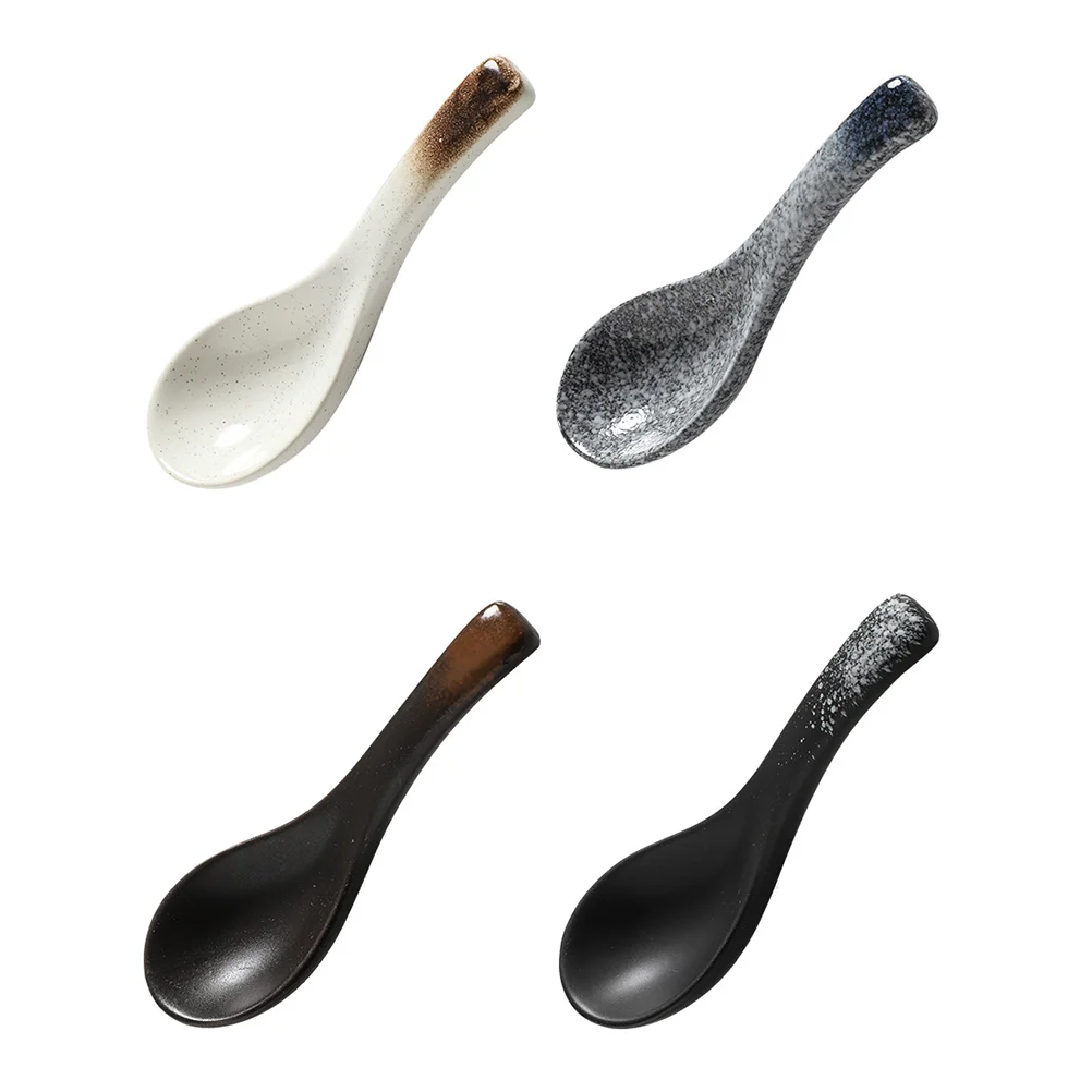 

Spoons Spoon Soup Porcelain Ceramic Bouillon Sugar Wonton Pho Handleretro Chinese Noodles Flatware Asian Yogurt Dessert Coffee