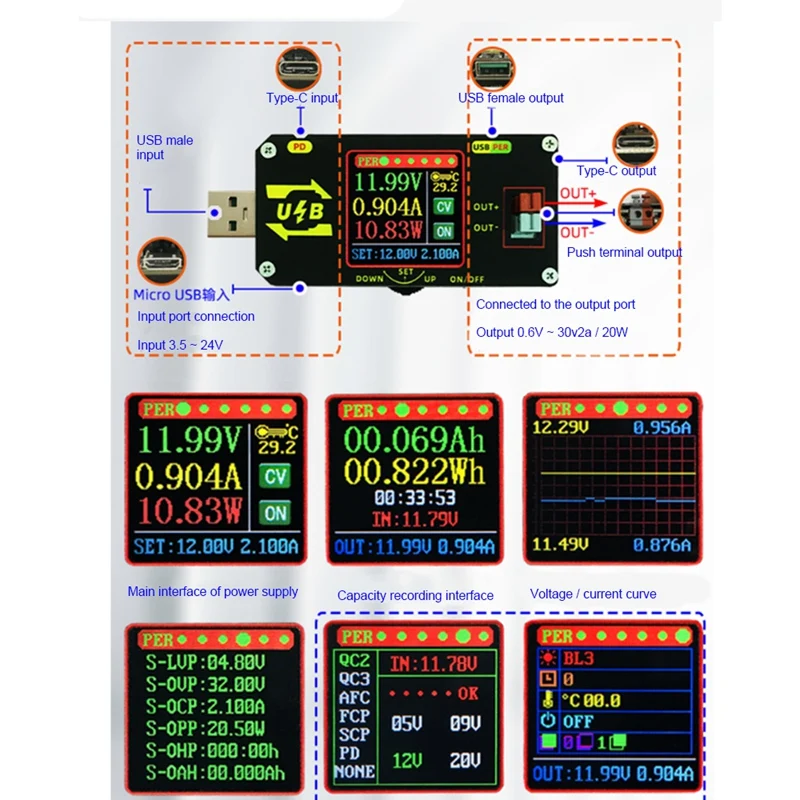 Акция! USB-тестер для зарядки с цветным экраном устройство ЧПУ управления