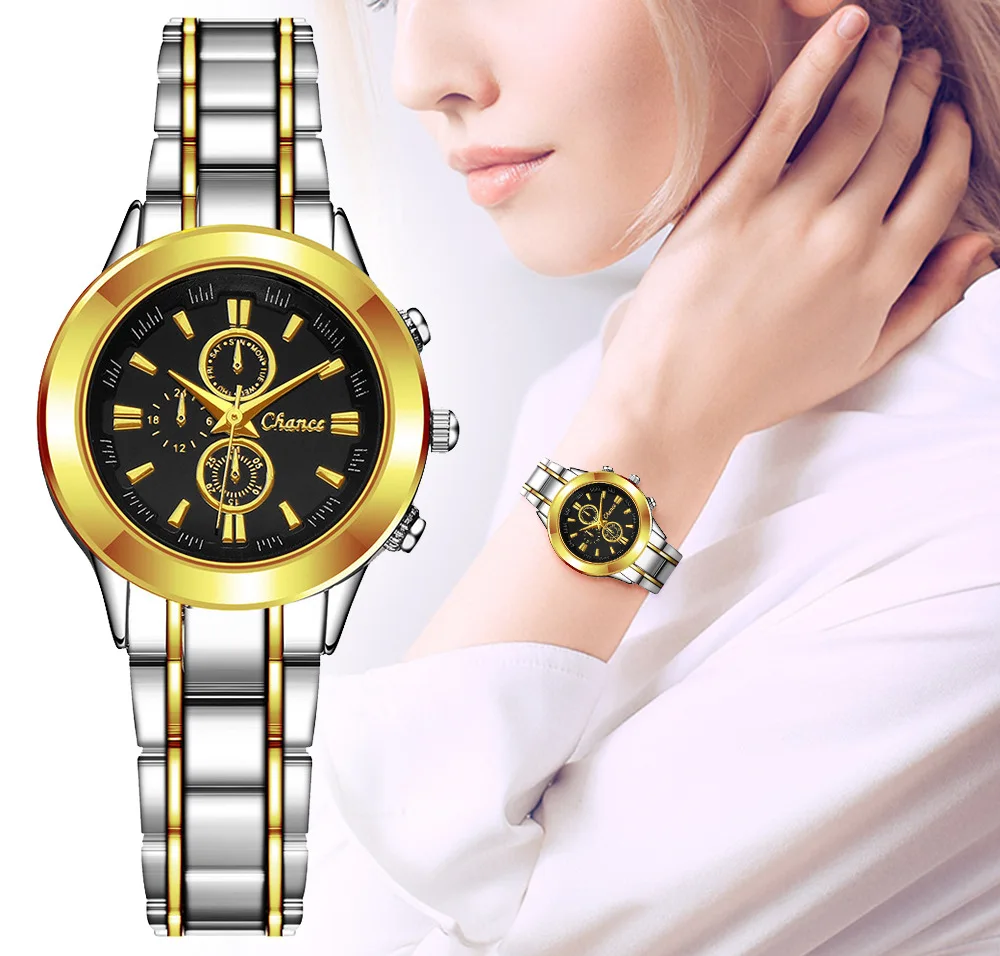 

Luxury Women's Steel Belt Watches Business Watch For Women Gold Dial Watches for Ladies Fashion Brand Waterproof Wristwatches