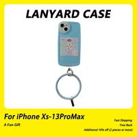 ins fashion cute bear blue chain phone case for iphone 13 12 11 pro max xr x xs 7 8 plus kawaii soft anti drop back cover capa