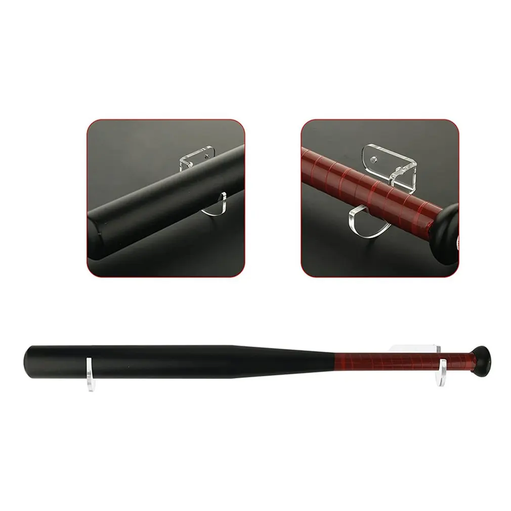 

2pcs/set Storage Bracket Softball Home Wall Mounted Shelf Horizontal Display Accessories Acrylic Baseball Bat Holder Transparent