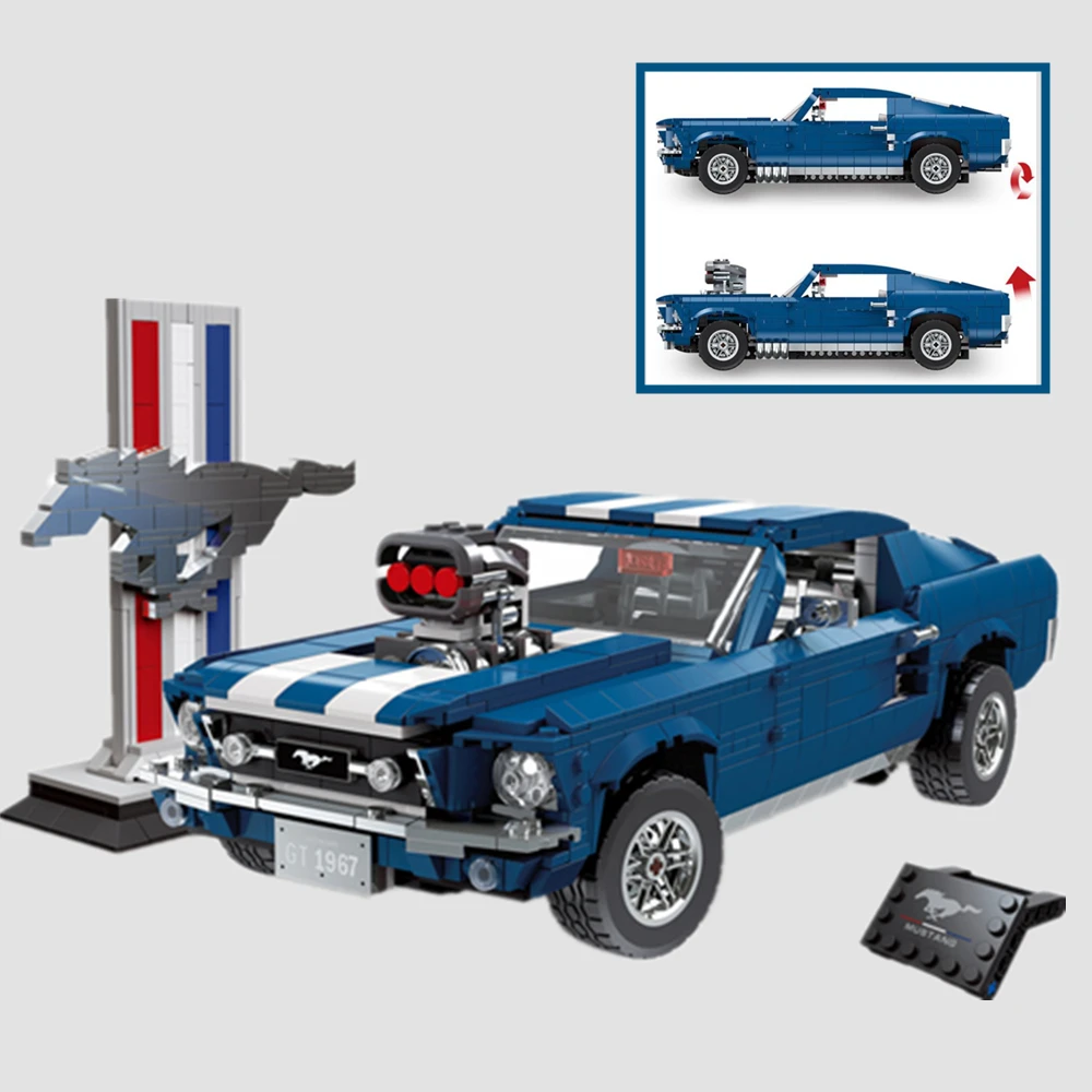 

Technical Forded Racing Car 1967 Mustanged GT500 Model 10265 21047 Creators Building Blocks Bricks Toys Boy Kid Gift Birthday