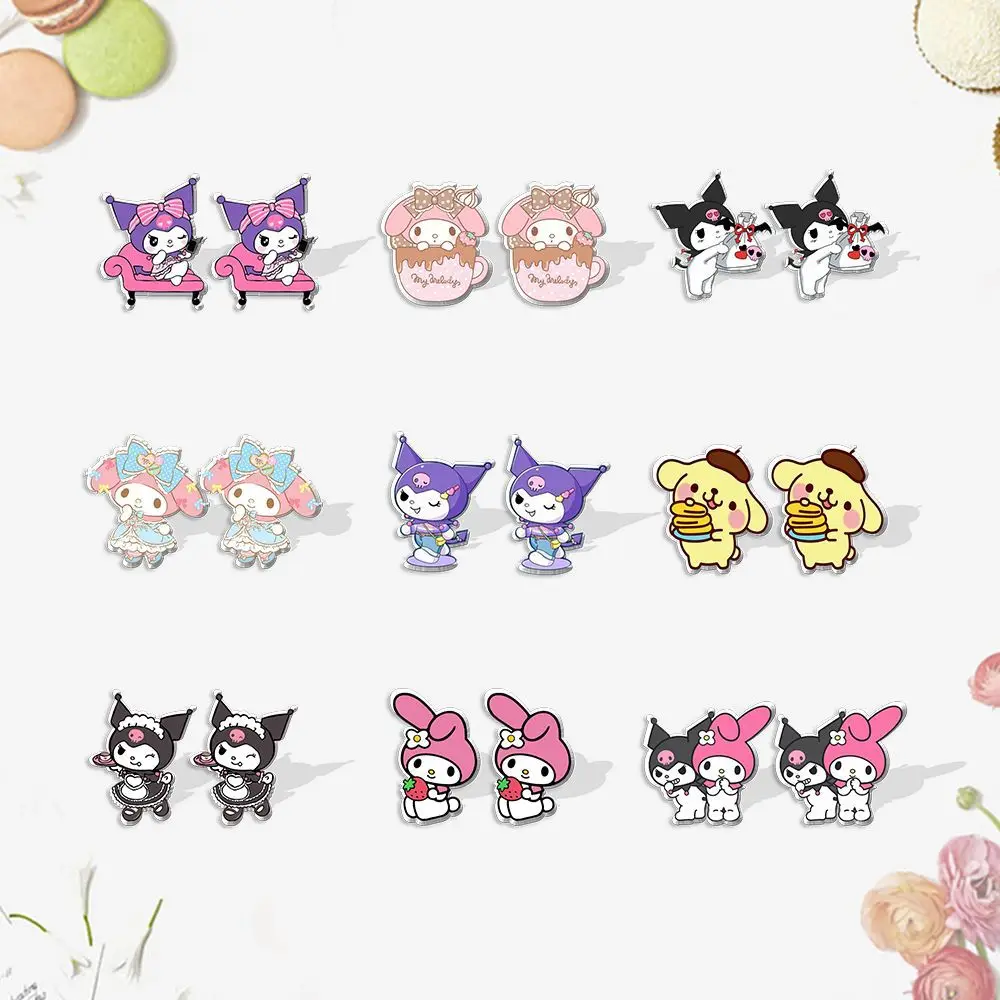 

Милые акриловые серьги Sanrio Cinnamoroll Kuromi My Melody из смолы, самодельные полимерные серьги ручной работы, подарок для девушки на день рождения