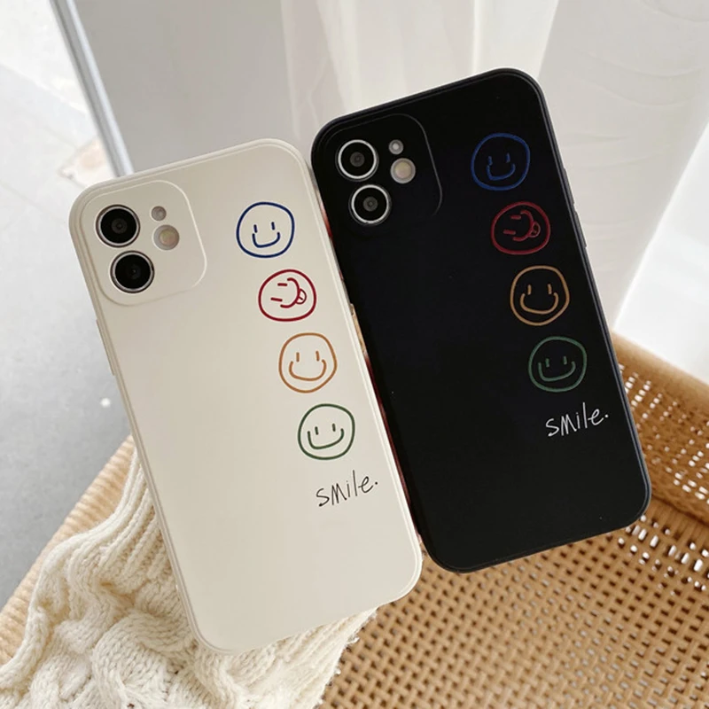 

PUNQZY Smiley Soft Shell All-Inclusive Drop Protection Phone Case For iPhone 13 12 MINI 11 Pro Max XR 6 8 7 Plus X XS TPU Cover