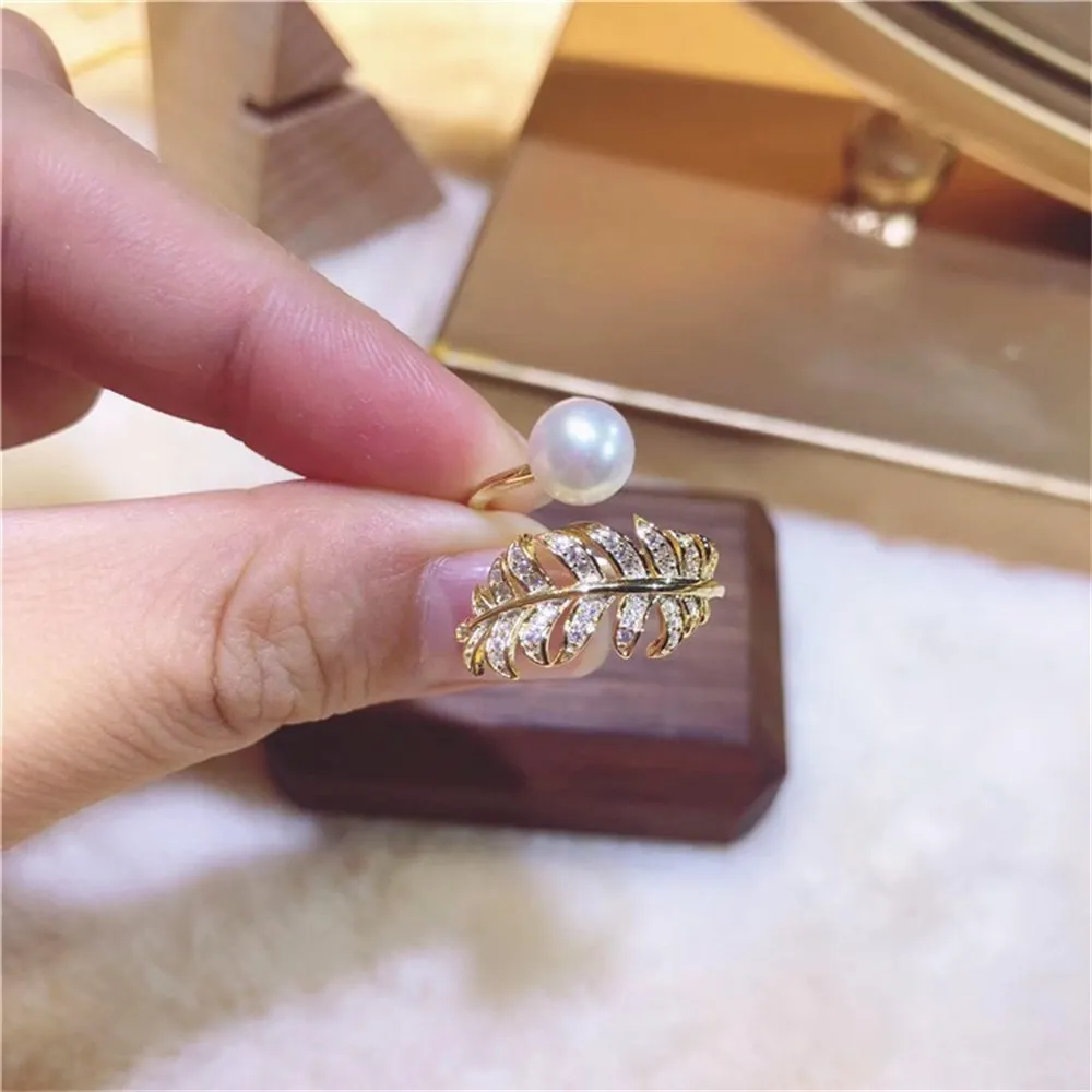 

Classic Rings Resizable Design Rings Base 18K Gold-Plating Pearl Rings Settings Women DIY Pearl Rings Accessory No Pearl