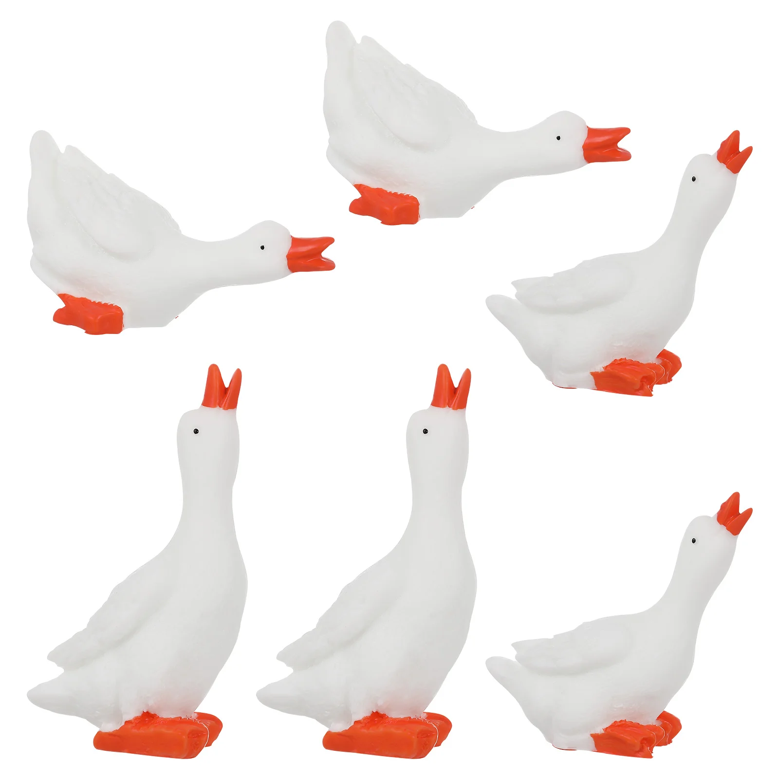 6 Pcs Big White Goose Ornament Seagull Toy Figure Micro Landscape Shaped Decor Accessories Man