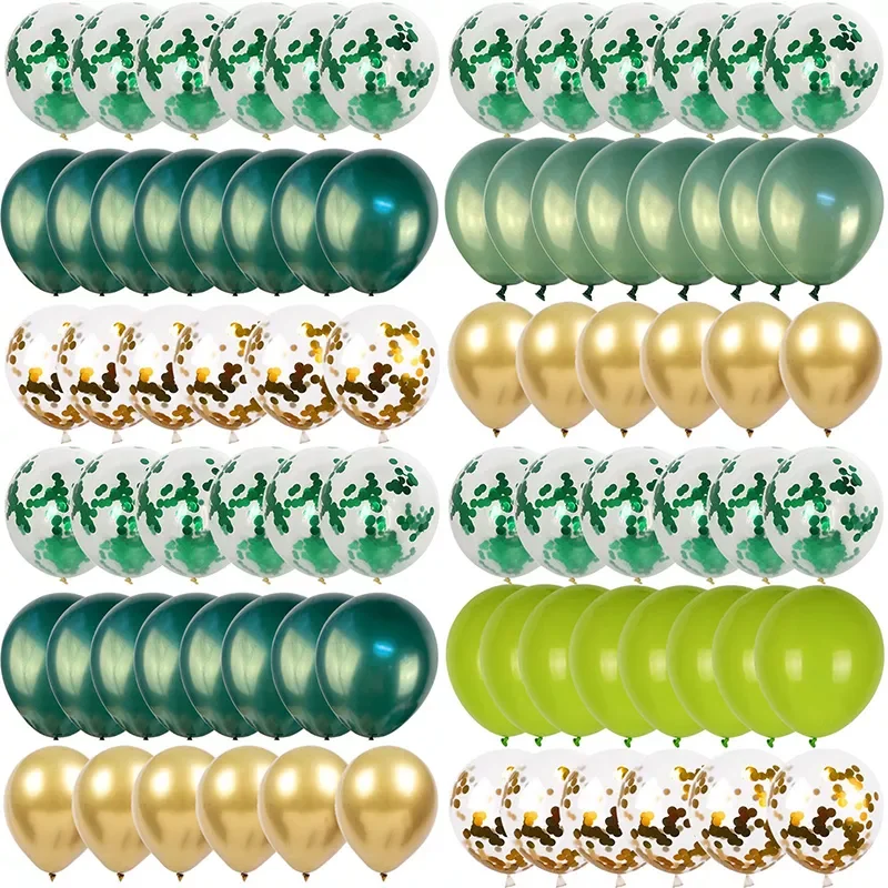 

Bean Green Balloons Set Chrome Metallic Confetti Ballon Jungle Safari Animal Birthday Party Decorations kids Air Globos