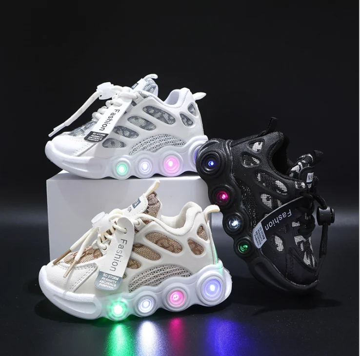 

New Children Casual Shoes for Boys Girls Sneakers Spring Kids Sports Luminous Shoes New Baby Mesh Breathable Soft Running Size 2