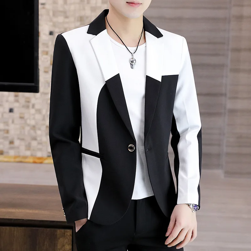 

Autumn New Small Suit Korean Version of The Self-cultivation Trend Hair Stylist Social Boy Small Jacket Color Matching Jacket