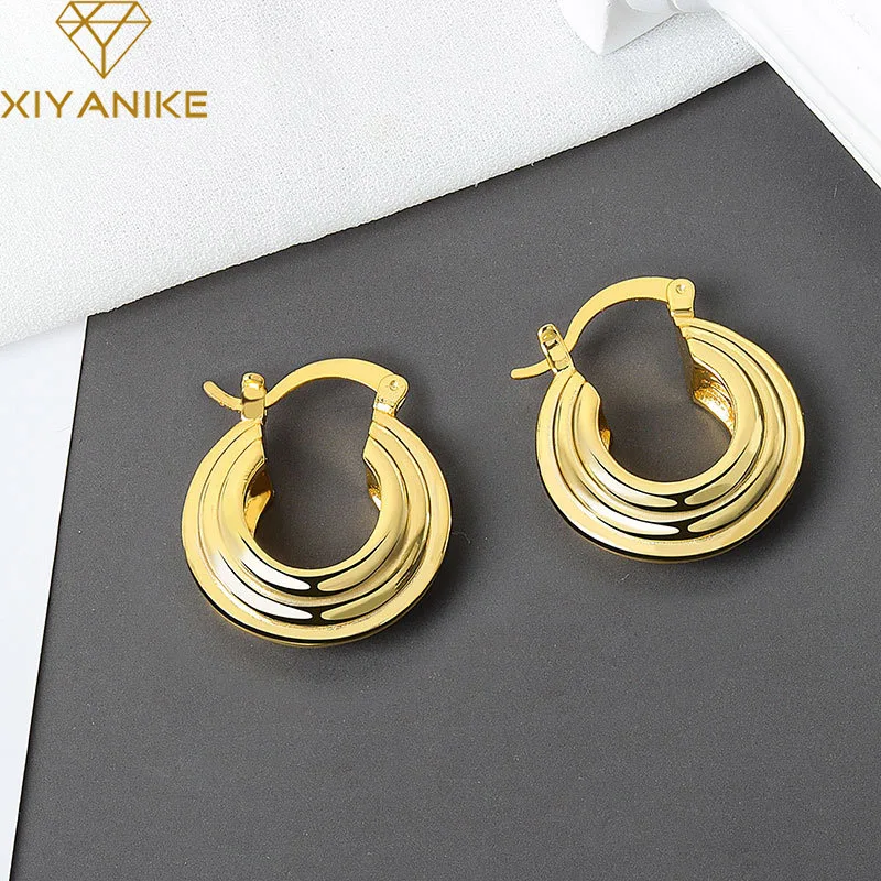 

DAYIN Trendy Rough Circle Hoop Earrings For Women Girl Luxury Fashion Punk New Jewelry Friend Gift Party серьги женские