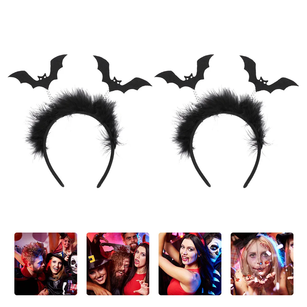 

2 Pcs Halloween Bat Head Buckle Fashion Headband Performance Cosplay Accessories Hair Clasp Girls Clothing Button