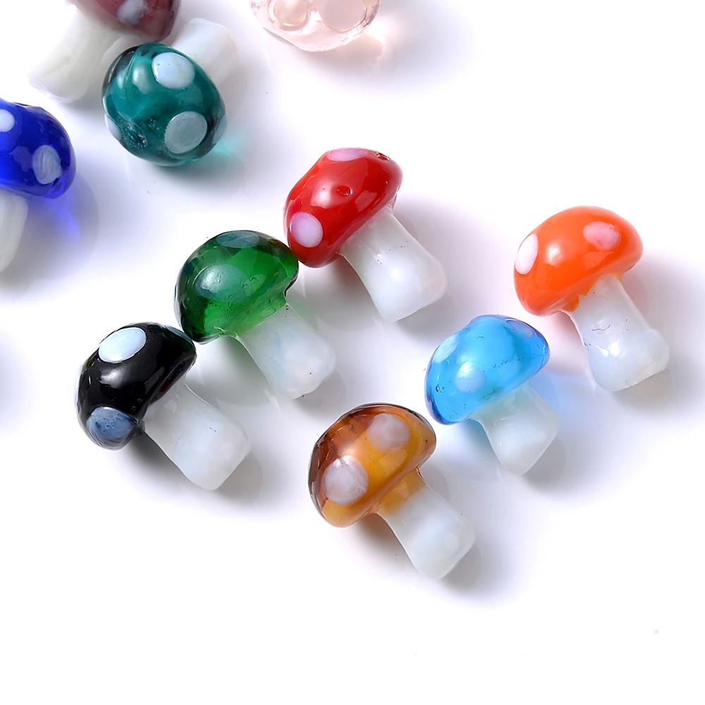 10pcs 10x14mm 11x16mm Mushroom Shape Lampwork Glass Loose Beads for Bracelet Necklace DIY Crafts Jewelry Making Findings - купить по